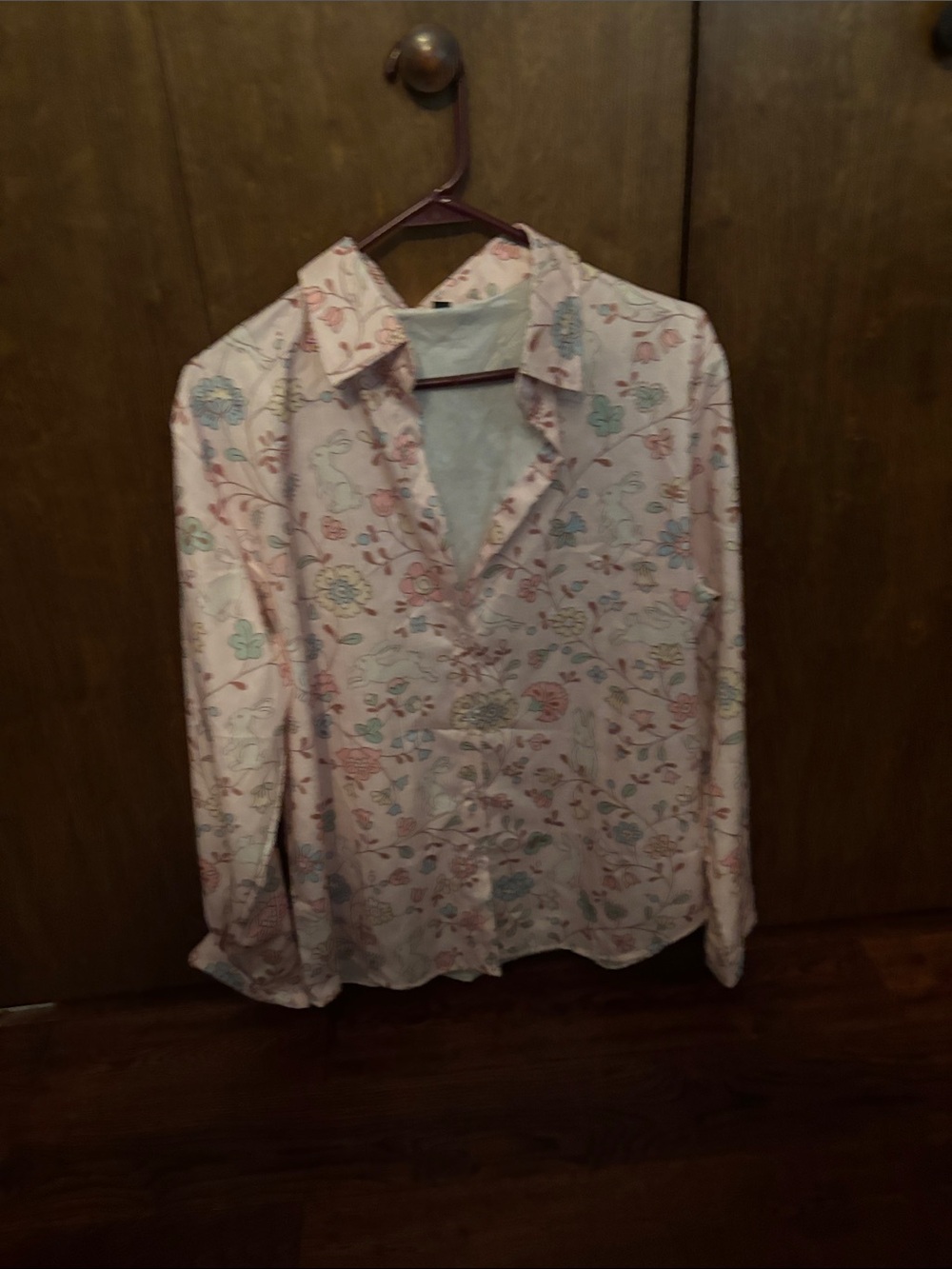 Men's Floral Button-Up Shirt - Light Pink